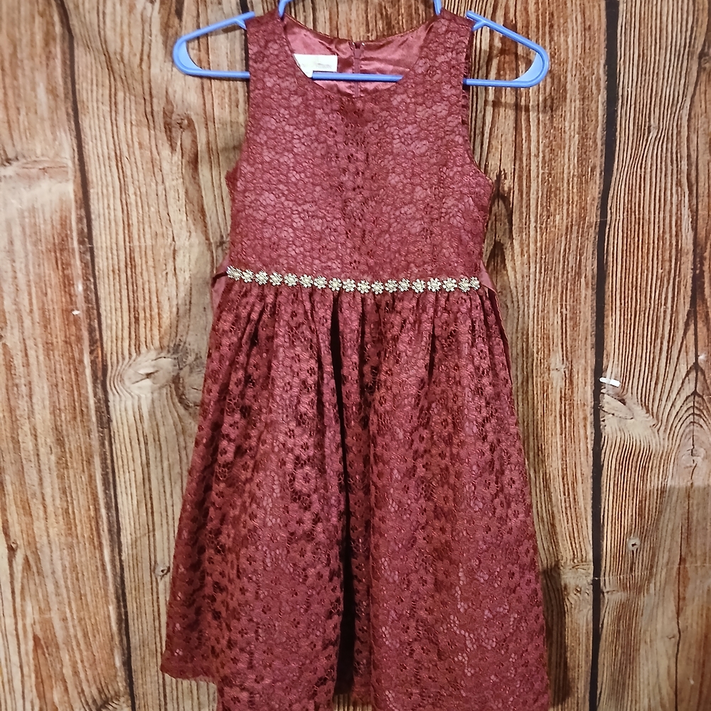 American Princess Elegant Maroon Lace Kids Dress
